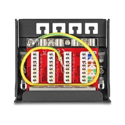 Delock Mini Desktop Patchpanel RJ45 Buchse 4 Port Cat.6A geschirmt schwarz - zur Montage an Tisch. Wand oder Hutschiene