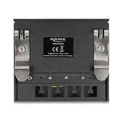 Delock Mini Desktop Patchpanel RJ45 Buchse 4 Port Cat.6A geschirmt schwarz - zur Montage an Tisch. Wand oder Hutschiene