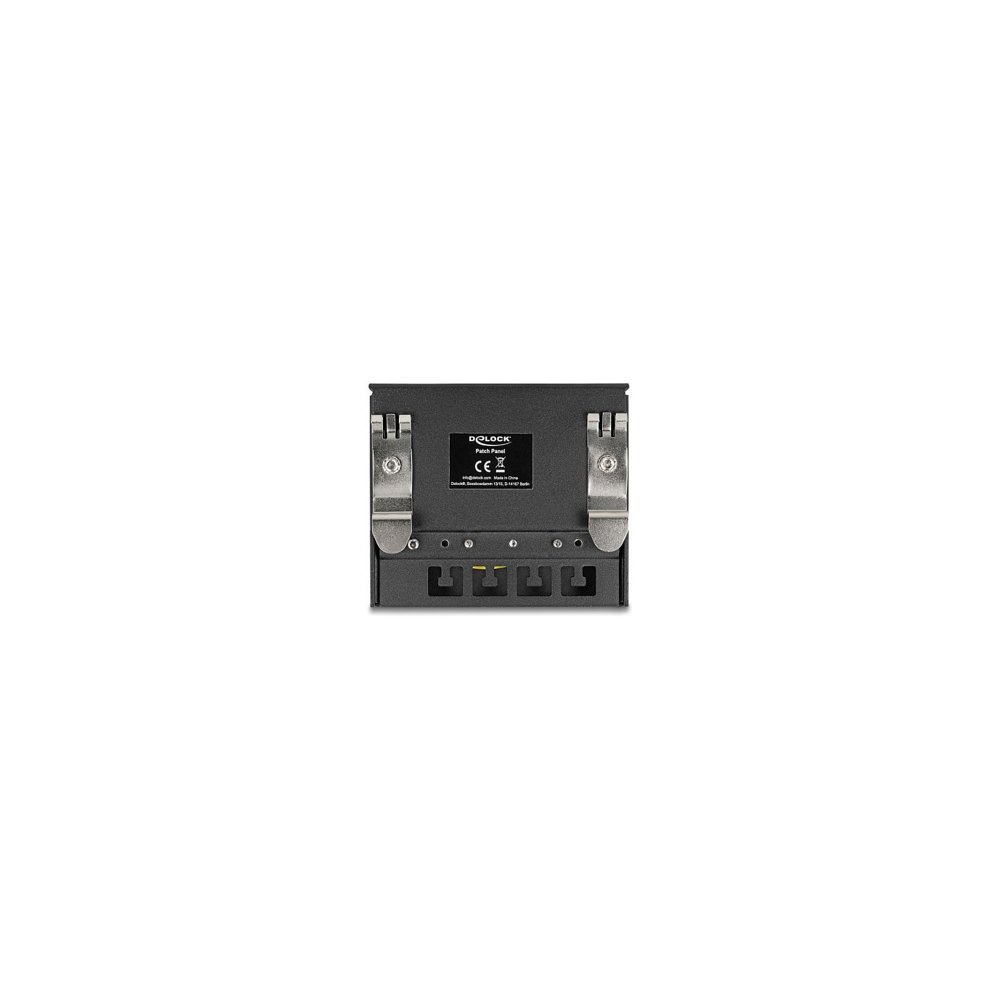 Delock Mini Desktop Patchpanel RJ45 Buchse 4 Port Cat.6A geschirmt schwarz - zur Montage an Tisch. Wand oder Hutschiene
