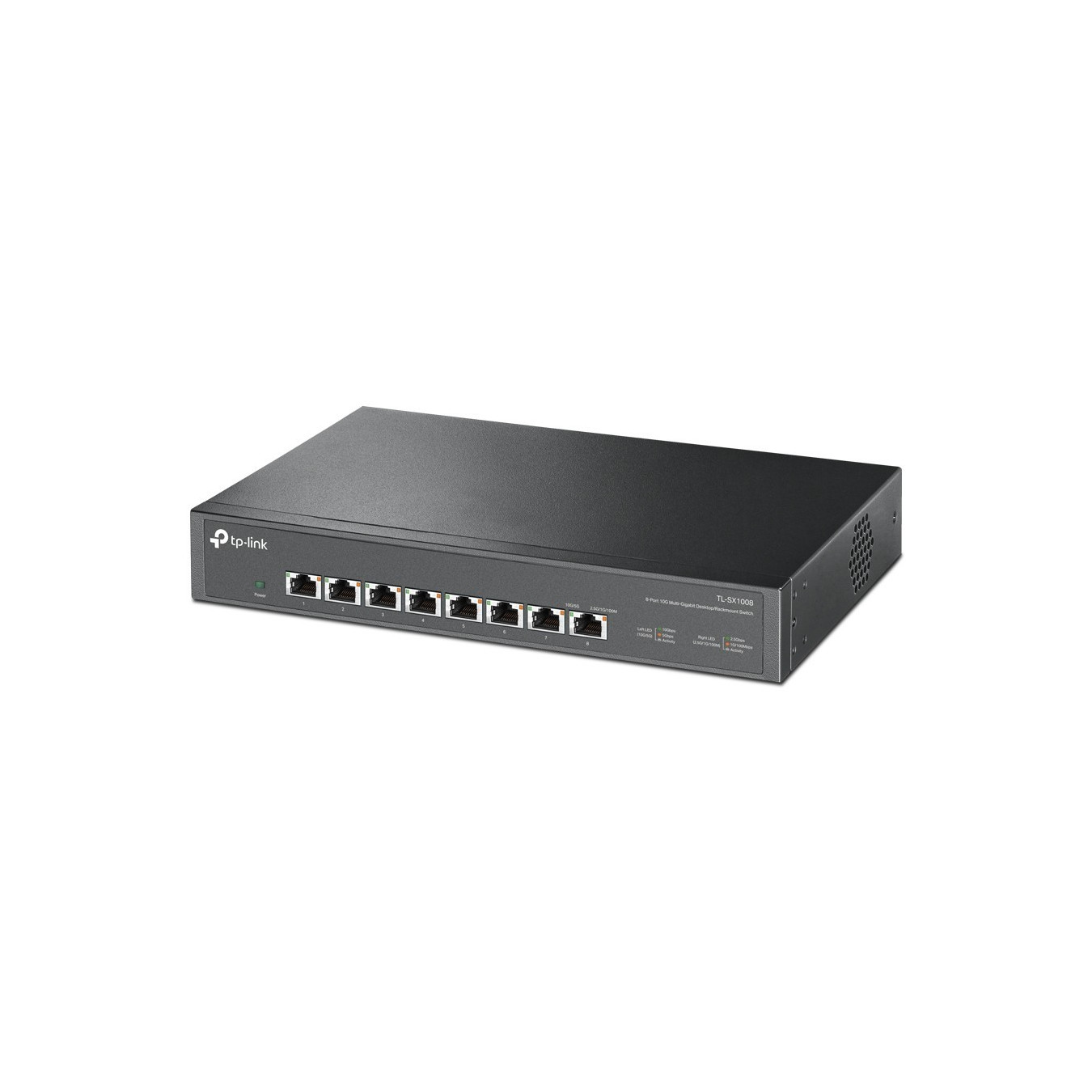 TP-Link 8-Port 10G Multi-Gigabit Switch - TL-SX1008 - Unmanaged, 8x 10G RJ45, 1U Rackmount, Black