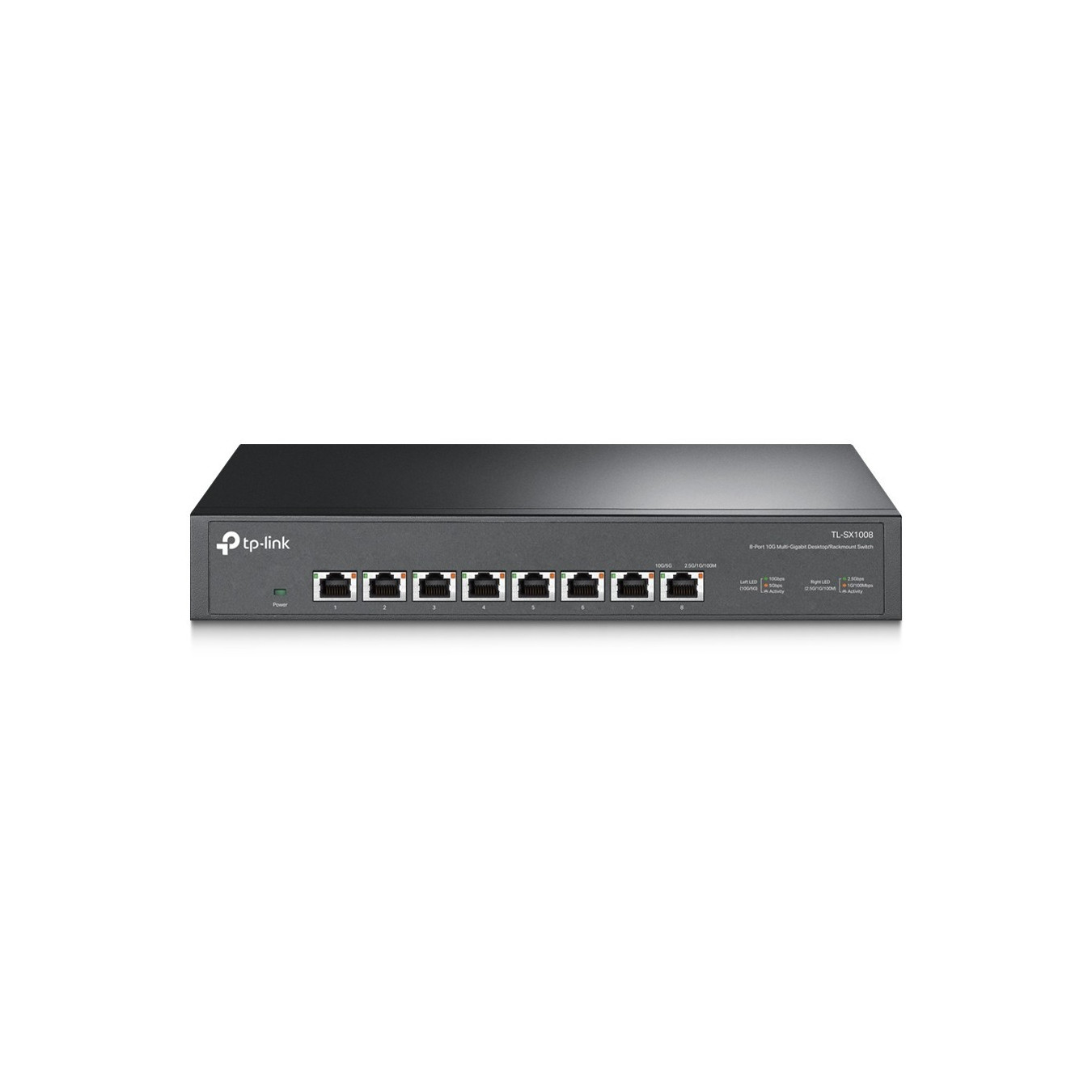TP-Link 8-Port 10G Multi-Gigabit Switch - TL-SX1008 - Unmanaged, 8x 10G RJ45, 1U Rackmount, Black