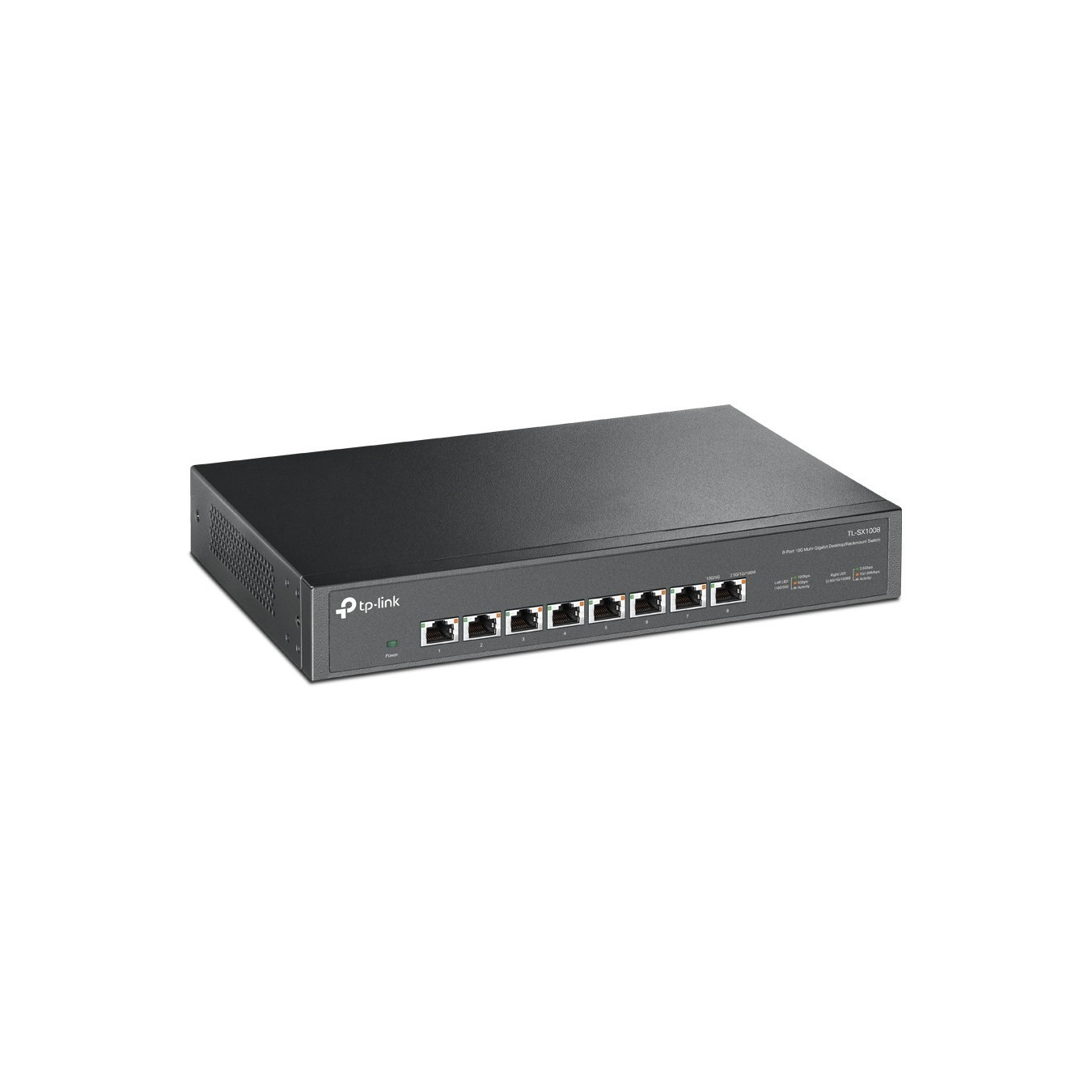 TP-Link 8-Port 10G Multi-Gigabit Switch - TL-SX1008 - Unmanaged, 8x 10G RJ45, 1U Rackmount, Black