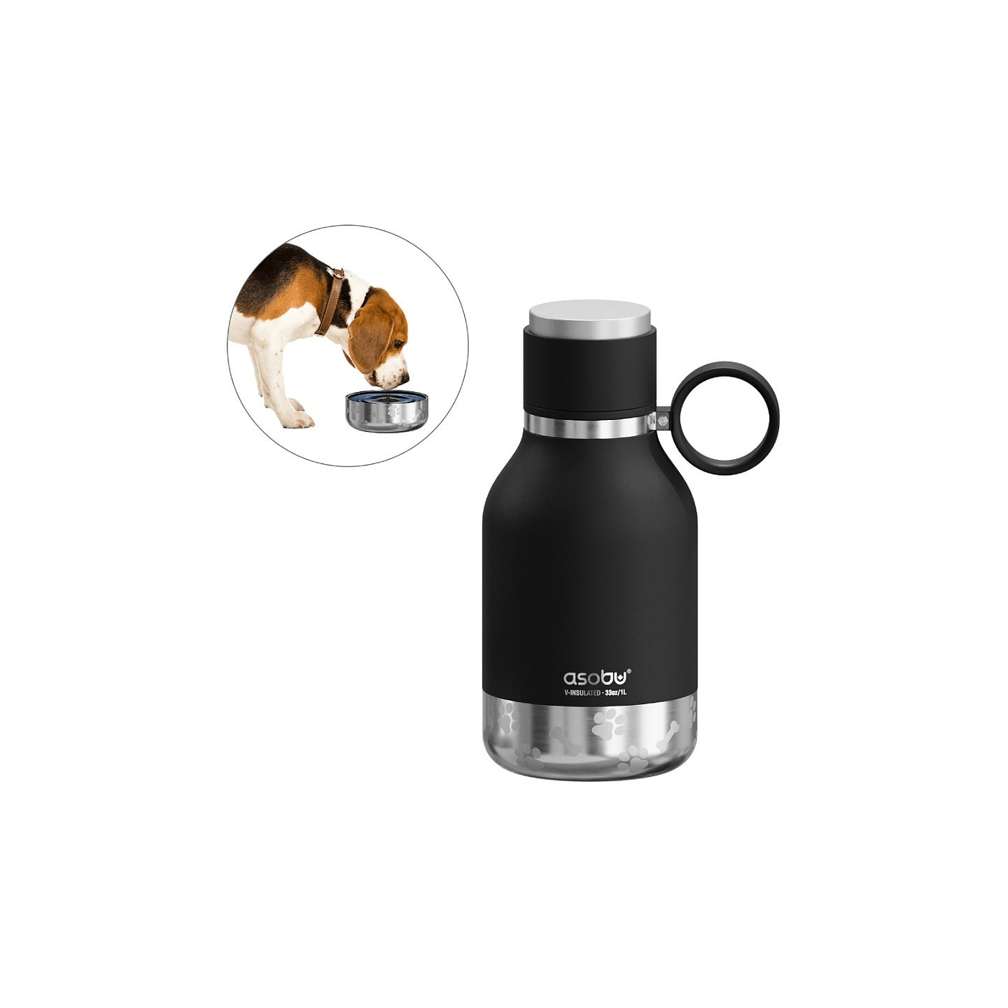 Asobu - Dog Bowl - Edelstahlflasche mit Hundenapf 1 Liter Schwarz — Buy in Cyprus with Fast Delivery