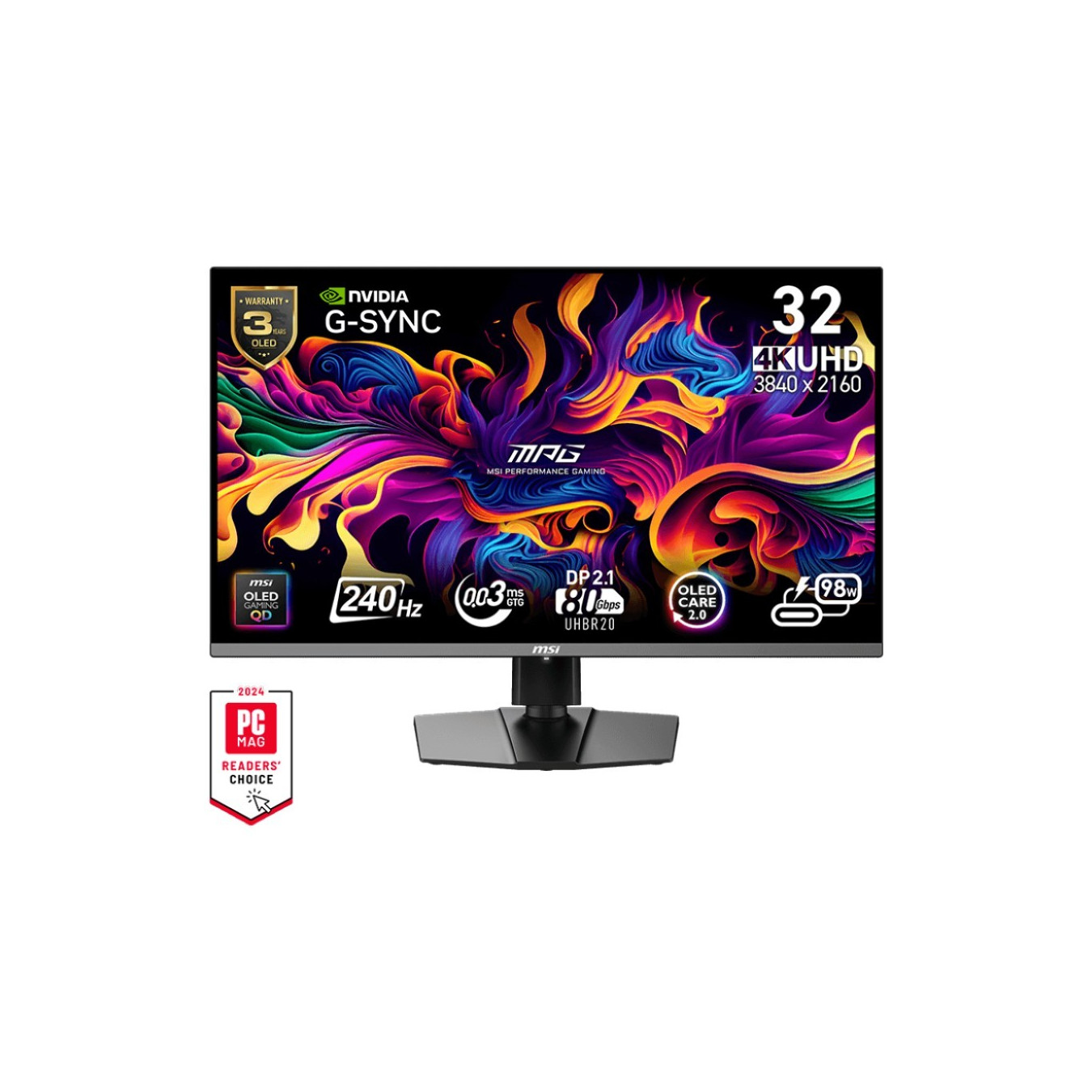 MSI MPG 322URXDE - 31.5-inch (80cm) 4K QD-OLED Gaming Monitor, 240Hz, Black — Buy in Cyprus with Fast Delivery