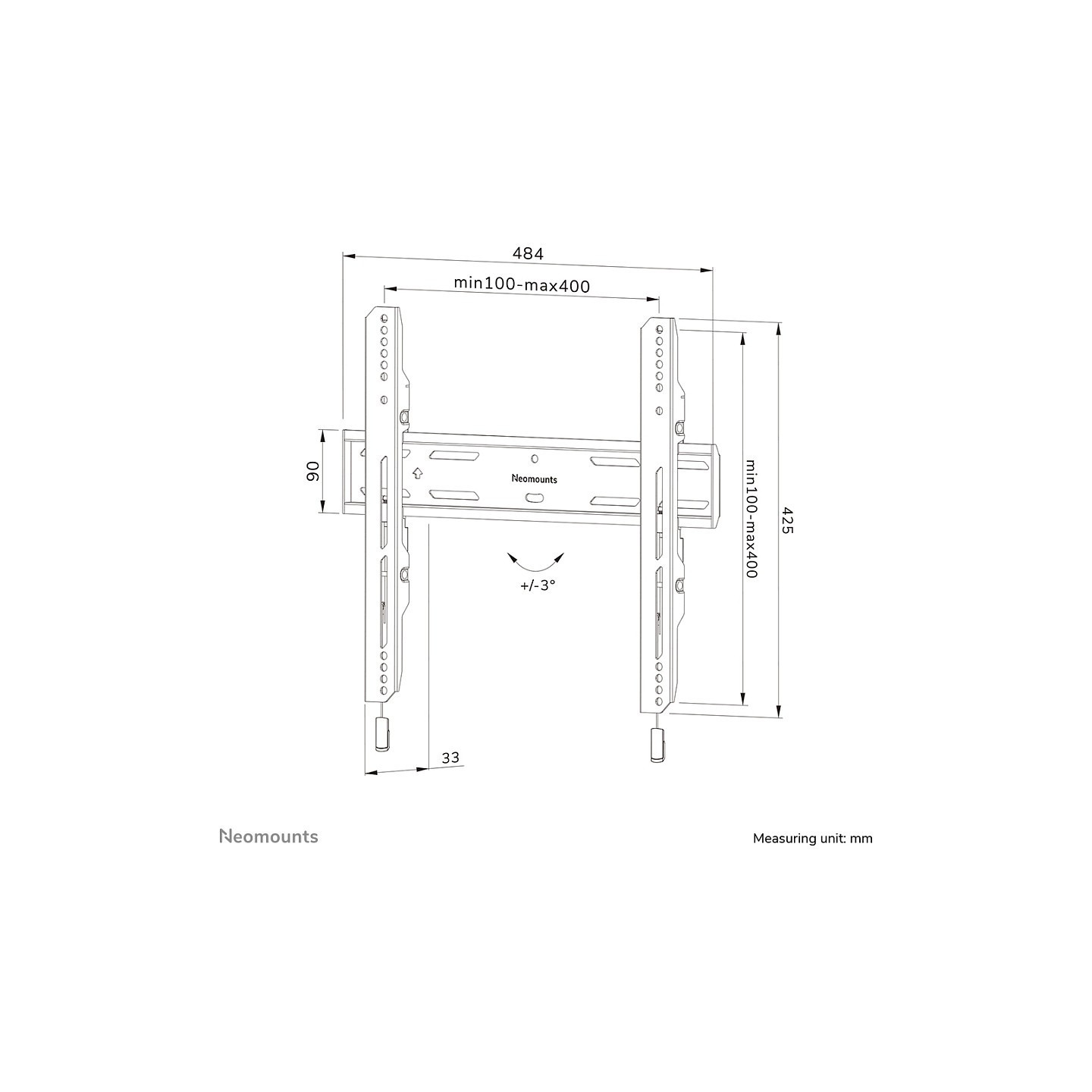 NEOMOUNTS WL30S-850BL14 Select Screen Wall Mount 81.28-165.1cm 32-65Zoll max 60kg fixed VESA 400x400 Black
