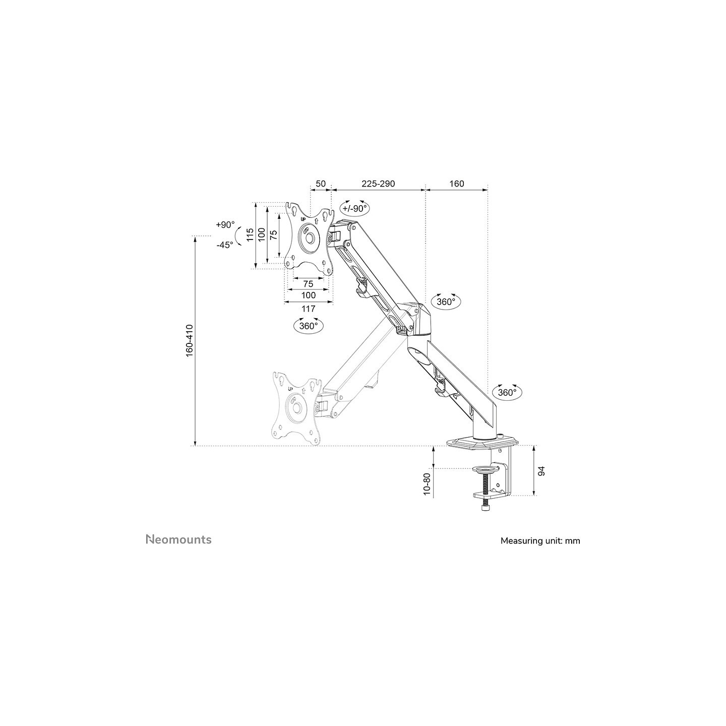 Full-Motion-Tischhalterung für 17-27' Bildschirme 7KG DS70-700BL1 Neomounts — Buy in Cyprus with Fast Delivery