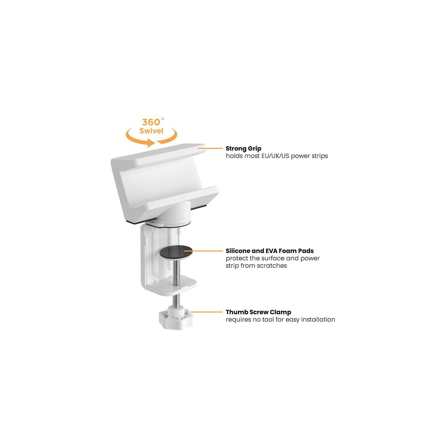 VALUE Tischklemme fr Steckdosenleiste. drehbar 360. wei — Buy in Cyprus with Fast Delivery
