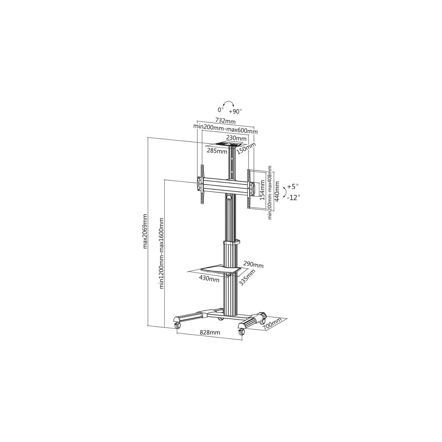 ROLINE LCD- TV-Rollstnder. 37-70 Zoll. bis 50 kg. silberfarben — Buy in Cyprus with Fast Delivery