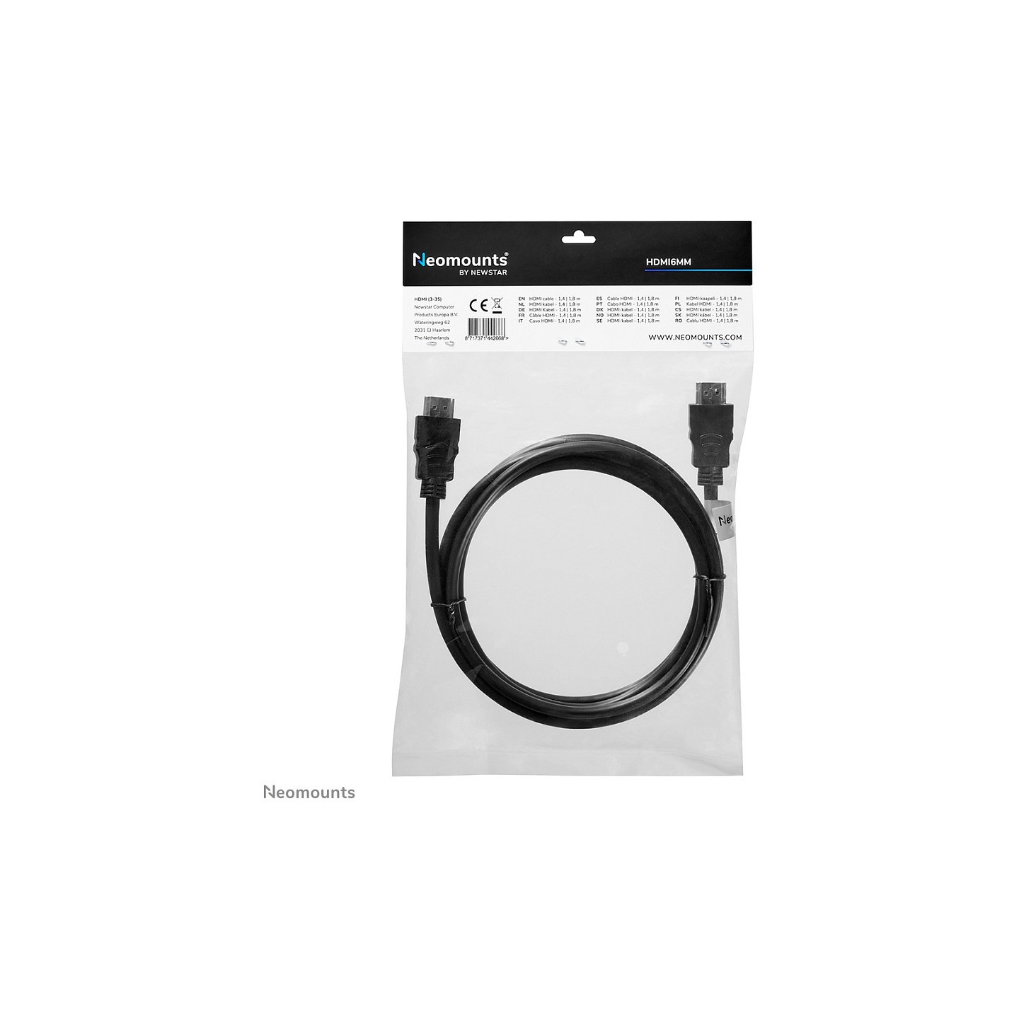 HDMI 14 Kabel. High speed. HDMI 19 Pins M M. 1.8 Meter KG HDMI6MM Neomounts — Buy in Cyprus with Fast Delivery