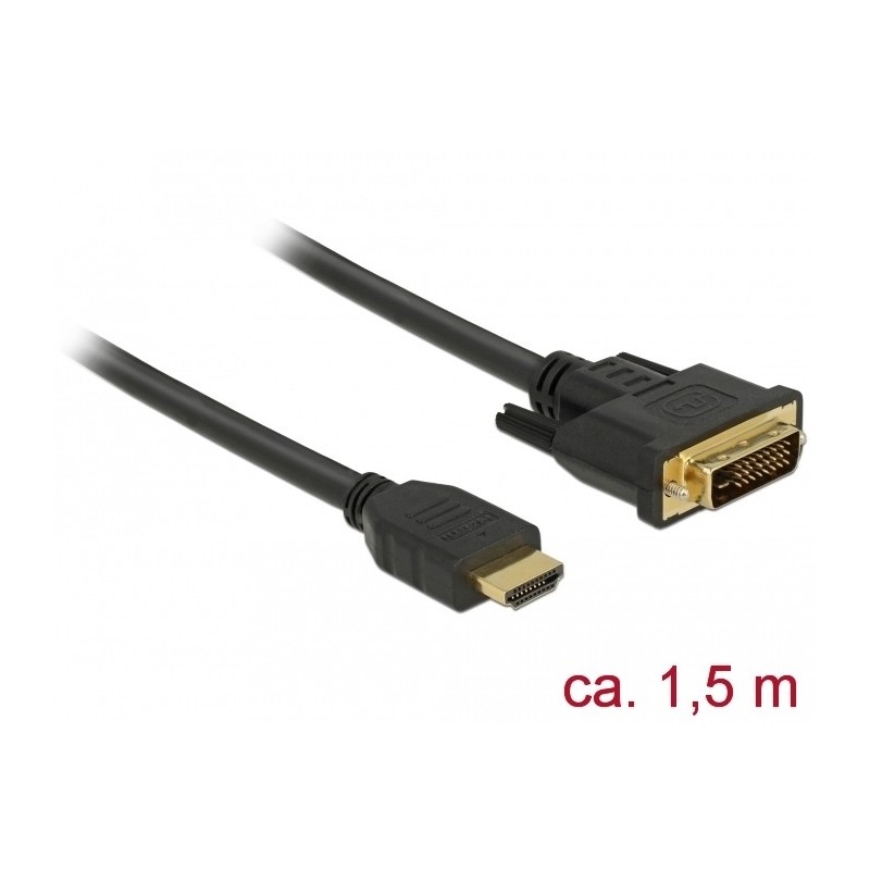Buy DELOCK HDMI to DVI 24+1 Cable - Model 85653 - 1.5 m, Black, Bidirectional, G... in Cyprus, Nicosia, Limassol, Larnaka, Pafos
