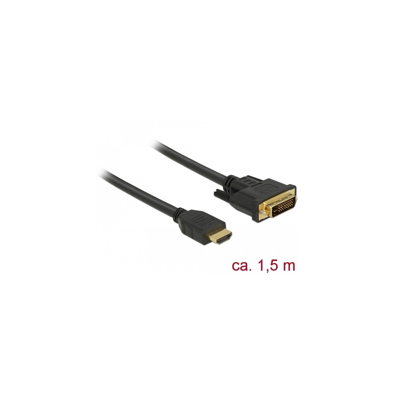 DELOCK HDMI to DVI 24+1 Cable - Model 85653 - 1.5 m, Black, Bidirectional, Gold-plated — Buy in Cyprus with Fast Delivery
