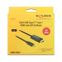 USB C to HDMI-A Stecker DP-Alt Mode 4K 60 Hz 3 m schwarz Delock — Buy in Cyprus with Fast Delivery