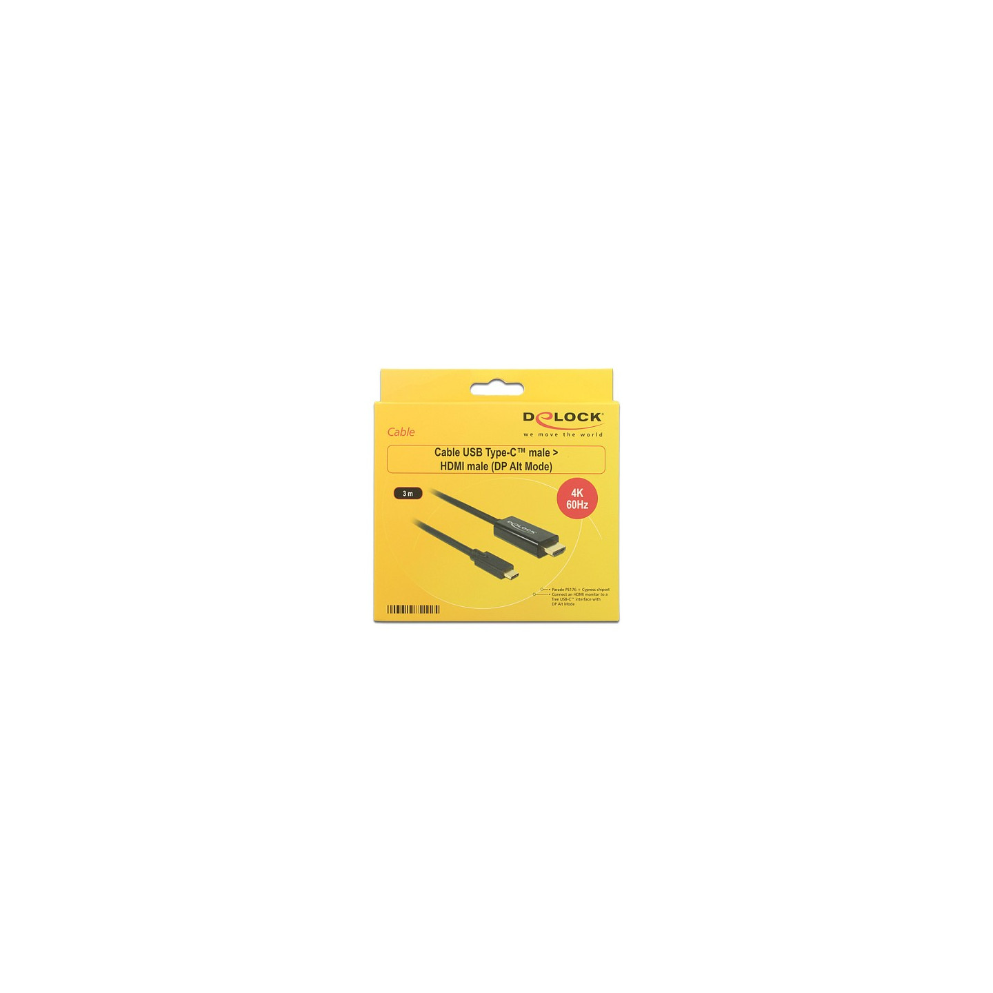 USB C to HDMI-A Stecker DP-Alt Mode 4K 60 Hz 3 m schwarz Delock — Buy in Cyprus with Fast Delivery