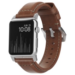 Nomad Strap Trad. Lthr. Brown Connect. Silver 42 44 45 49mm — Buy in Cyprus with Fast Delivery