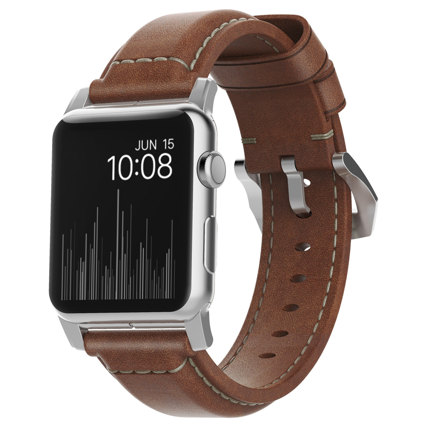 Nomad Strap Trad. Lthr. Brown Connect. Silver 42 44 45 49mm — Buy in Cyprus with Fast Delivery