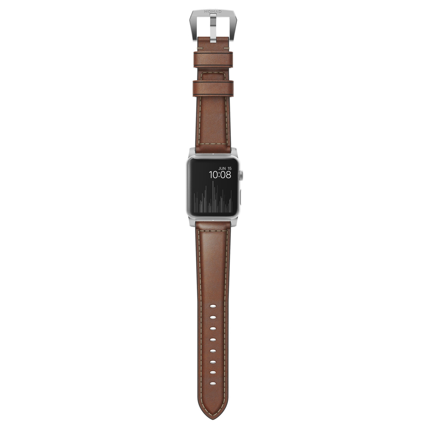 Nomad Strap Trad. Lthr. Brown Connect. Silver 42 44 45 49mm — Buy in Cyprus with Fast Delivery