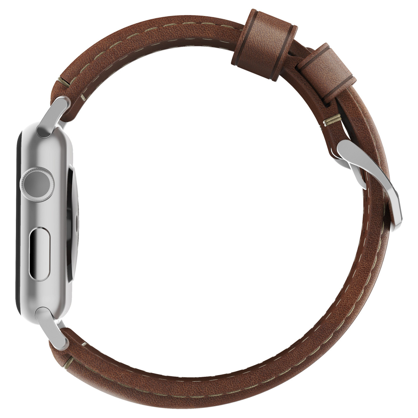 Nomad Strap Trad. Lthr. Brown Connect. Silver 42 44 45 49mm — Buy in Cyprus with Fast Delivery