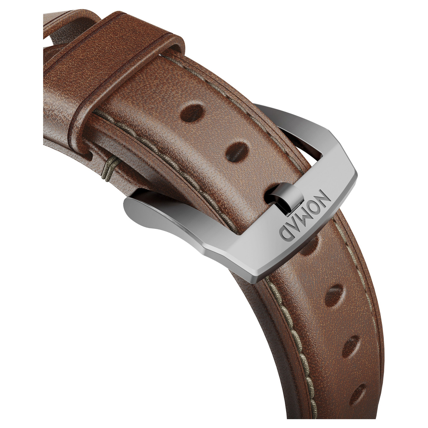 Nomad Strap Trad. Lthr. Brown Connect. Silver 42 44 45 49mm — Buy in Cyprus with Fast Delivery