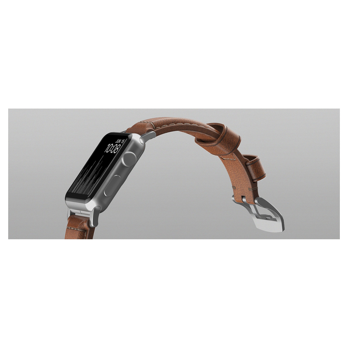 Nomad Strap Trad. Lthr. Brown Connect. Silver 42 44 45 49mm — Buy in Cyprus with Fast Delivery
