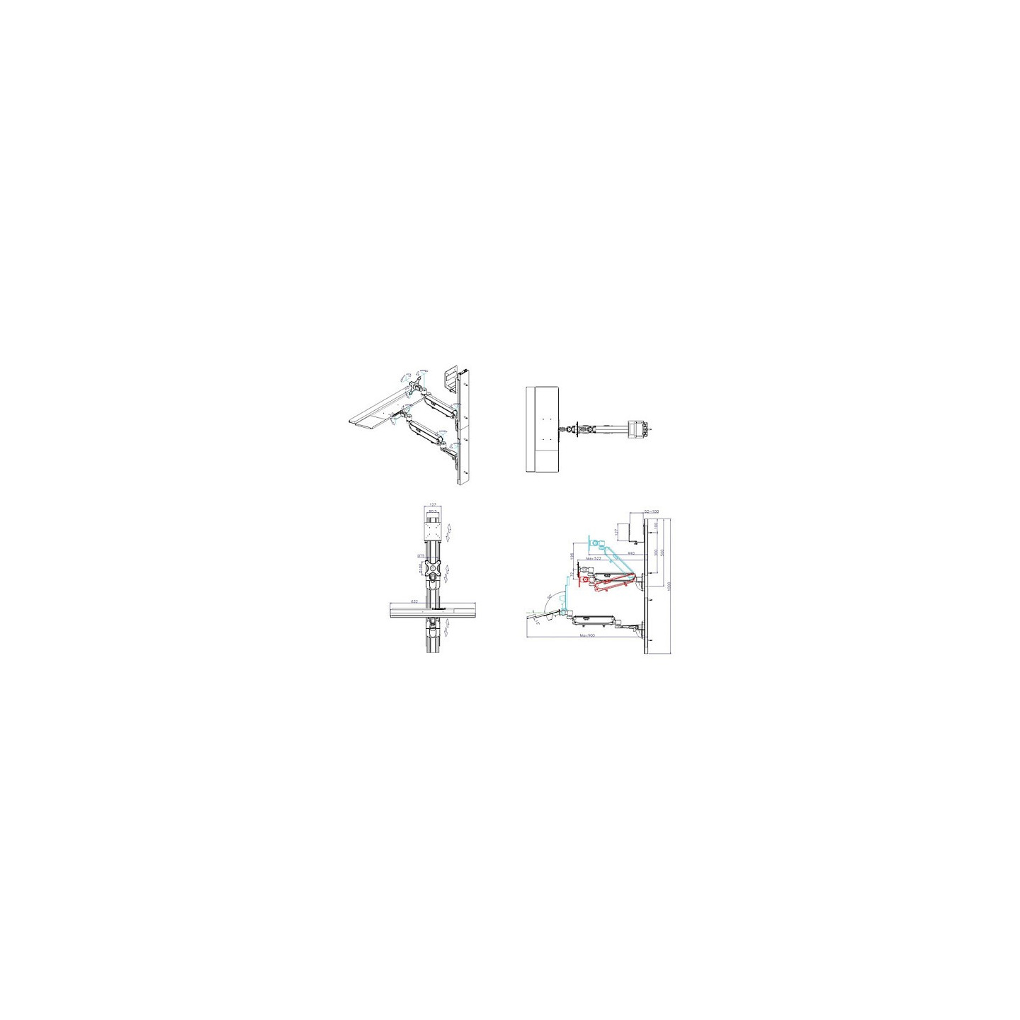 VALUE Arbeitsstation Wandmontage Gasfeder — Buy in Cyprus with Fast Delivery