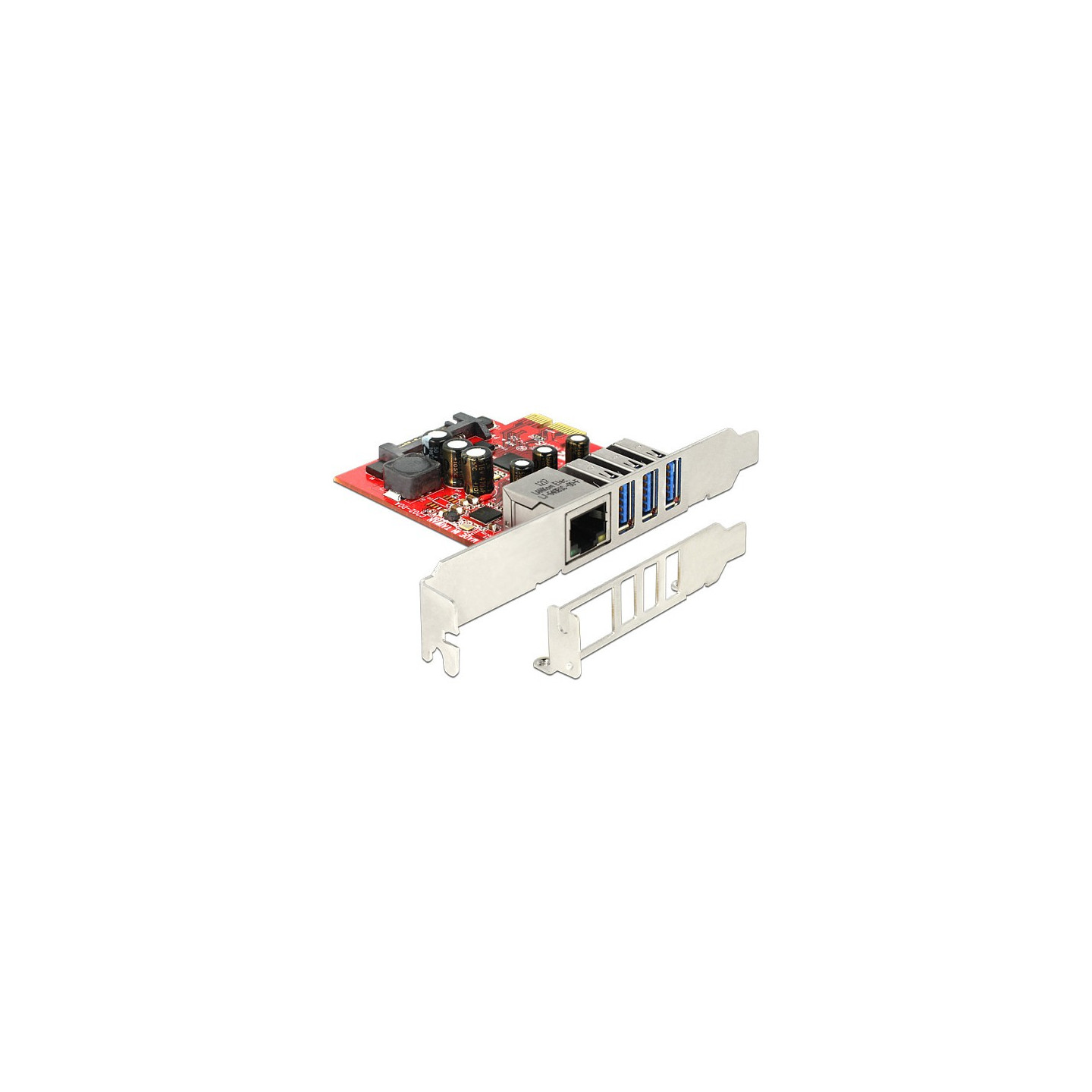 PCI Express x1 Karte zu 3 x extern USB 5 Gbps + 1 x extern Gigabit LAN - Low Profile Formfaktor