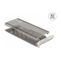 PCI Express 4.0 x16 Karte zu 4 x intern NVMe M.2 Key M mit Kühlkörper und Lüfter - Bifurcation