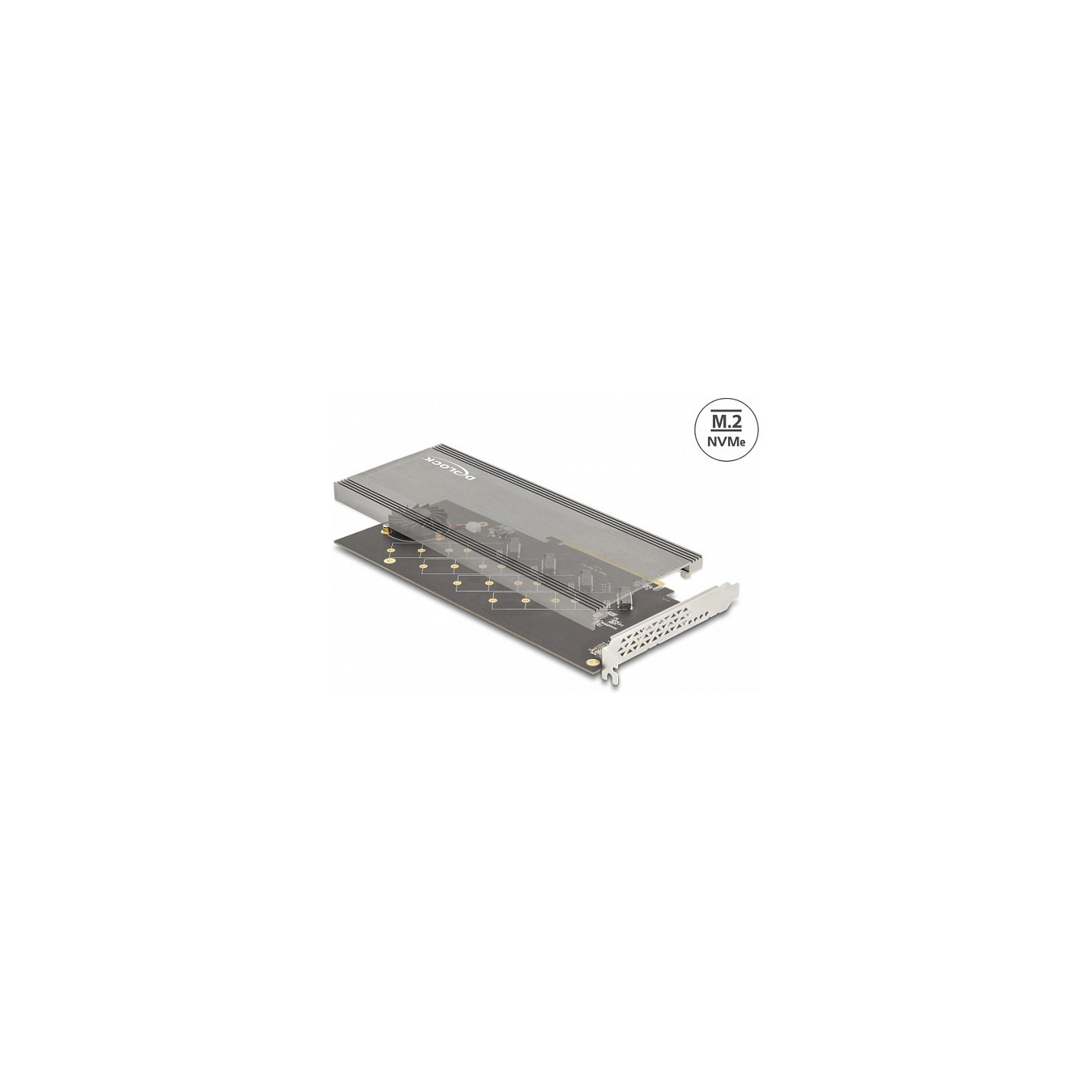 PCI Express 4.0 x16 Karte zu 4 x intern NVMe M.2 Key M mit Kühlkörper und Lüfter - Bifurcation