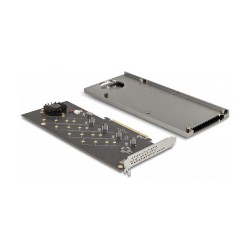 PCI Express 4.0 x16 Karte zu 4 x intern NVMe M.2 Key M mit Kühlkörper und Lüfter - Bifurcation