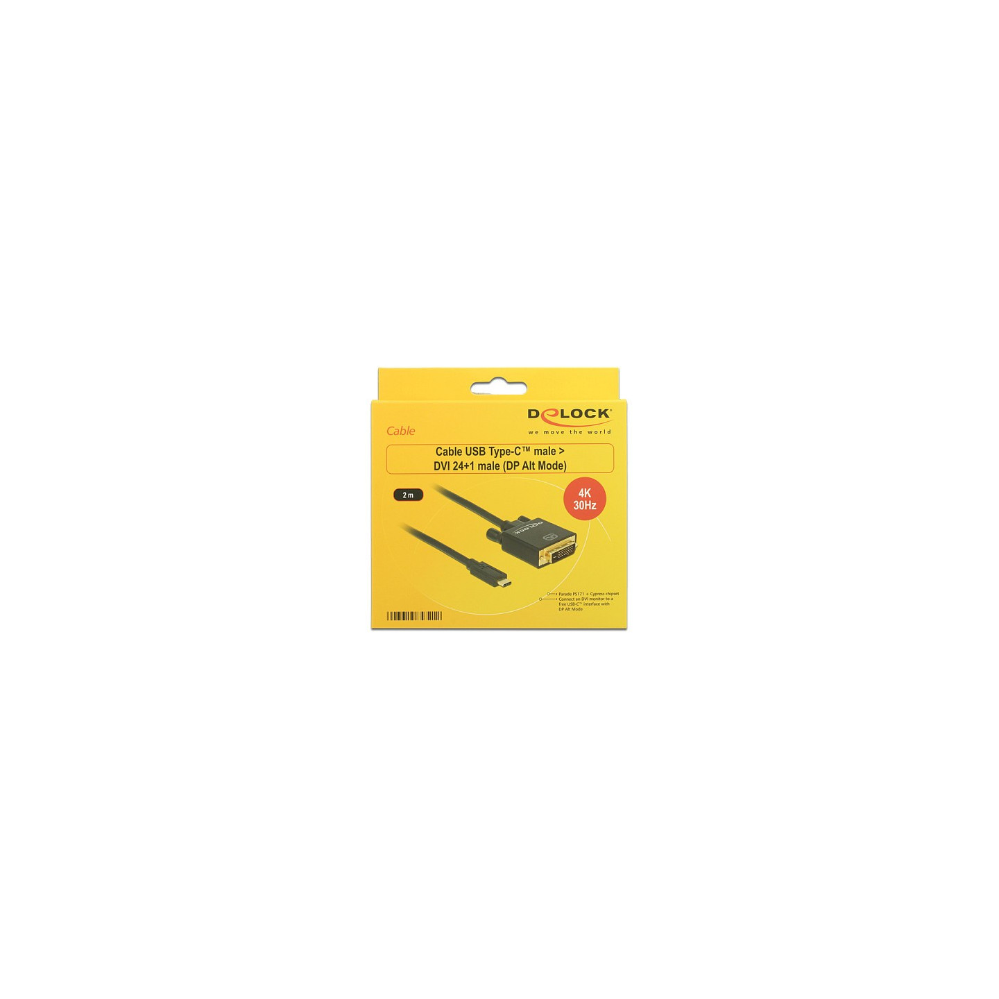 USB-C to DVI 24+1 (ST-ST) 2m 4K 30Hz DeLOCK Black — Buy in Cyprus with Fast Delivery