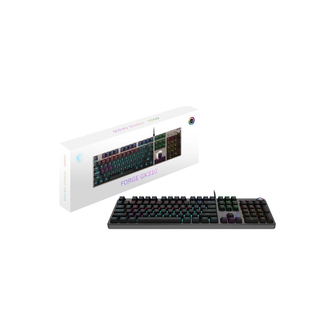 MSI Forge GK-310 RED Gaming Keyboard - GK-310 - Wired USB, Mechanical, RGB, German QWERTY, Black