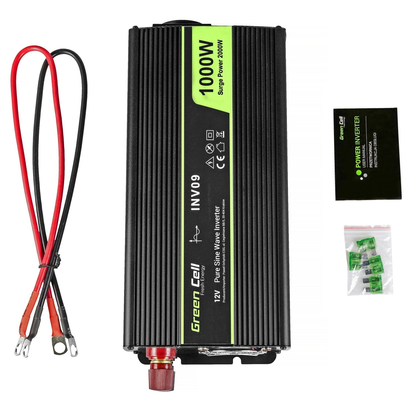 Green Cell KFZ Spannungswandler Power Inverter 12V to 230V 1000 2000W Black — Buy in Cyprus with Fast Delivery