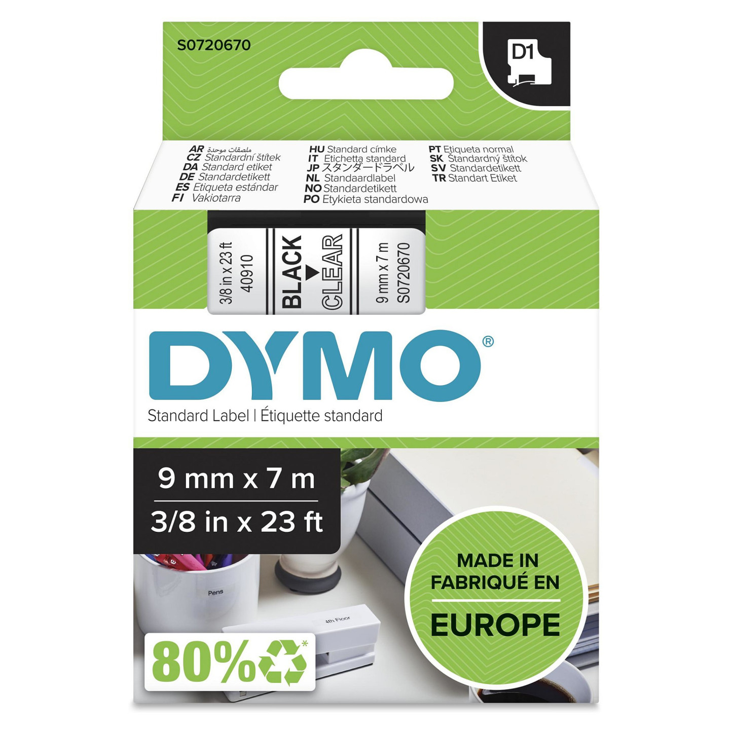 Dymo Labelwriter - D1 Etiketten 9 mm x 7 m - transparent - (S0720670) — Buy in Cyprus with Fast Delivery