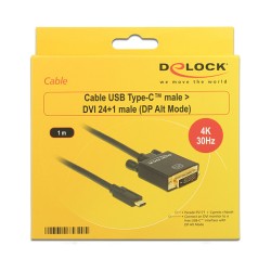 DeLock DVI 24+1 to USB-C (ST-ST) 1m Adapterkabel 4K 30Hz Schwarz — Buy in Cyprus with Fast Delivery