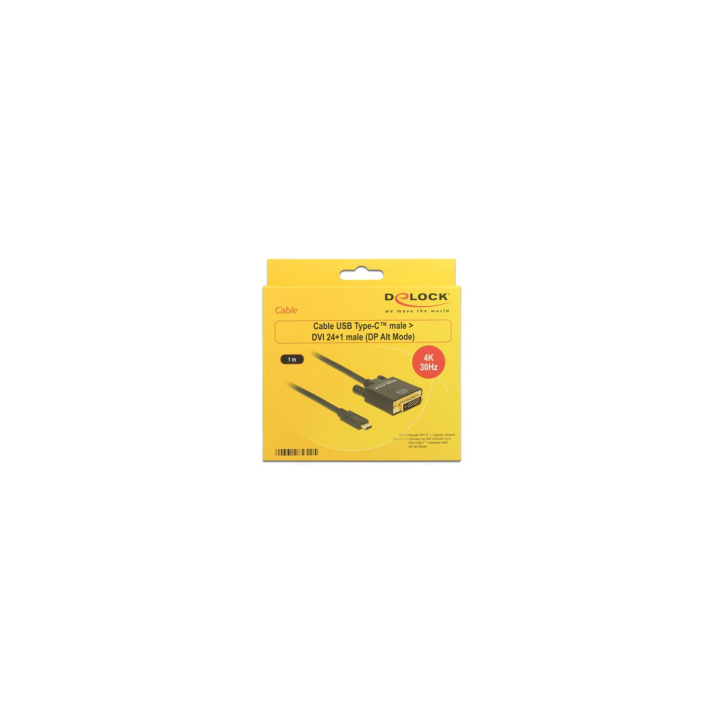 DeLock DVI 24+1 to USB-C (ST-ST) 1m Adapterkabel 4K 30Hz Schwarz — Buy in Cyprus with Fast Delivery