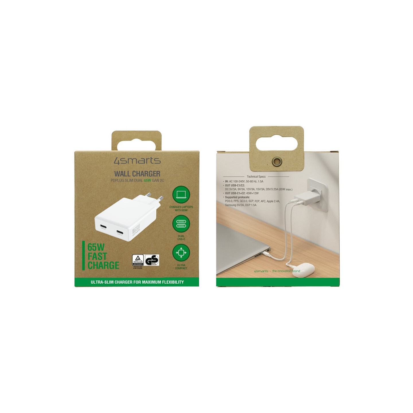 4smarts Netzladegert PDPlug Slim Dual 65W GaN 2C. wei — Buy in Cyprus with Fast Delivery