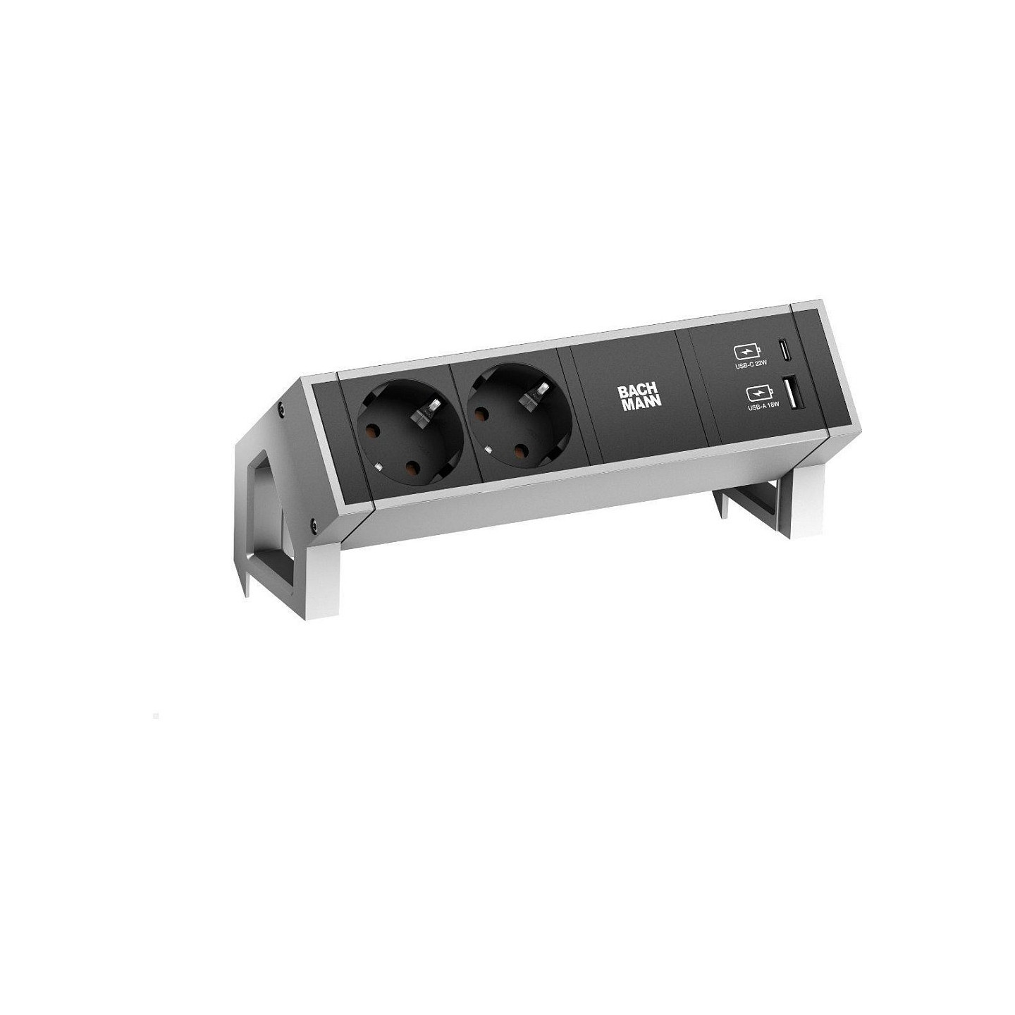 BACHMANN DESK2 2xSchutzkontakt USB A&C USB Charger 22W 0.2m GST18 INOX — Buy in Cyprus with Fast Delivery