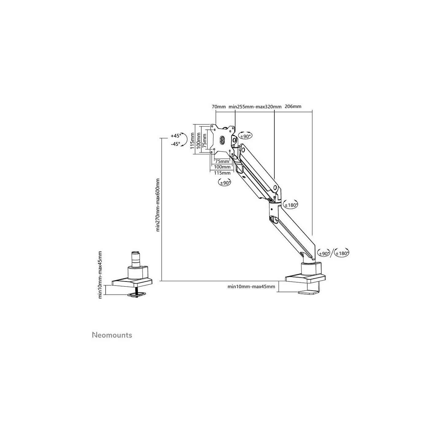 Neomounts NM-D775BLACKPLUS Tischhalterung für Bildschirme bis 49' (124 cm) 18KG — Buy in Cyprus with Fast Delivery