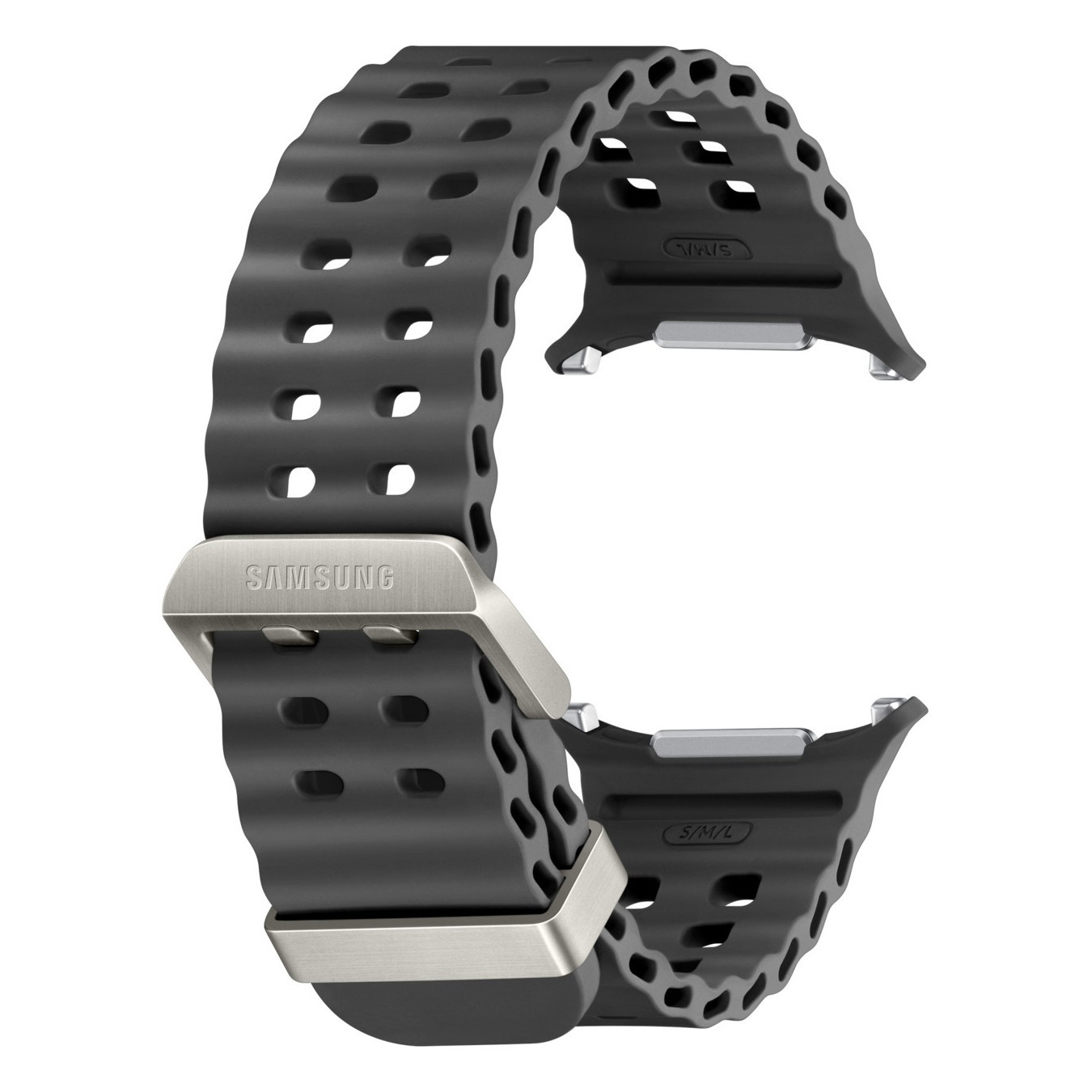 Samsung Marine Band - Galaxy Watch Ultra Compatible - Dark Gray Silicone Strap with Silver Buckle