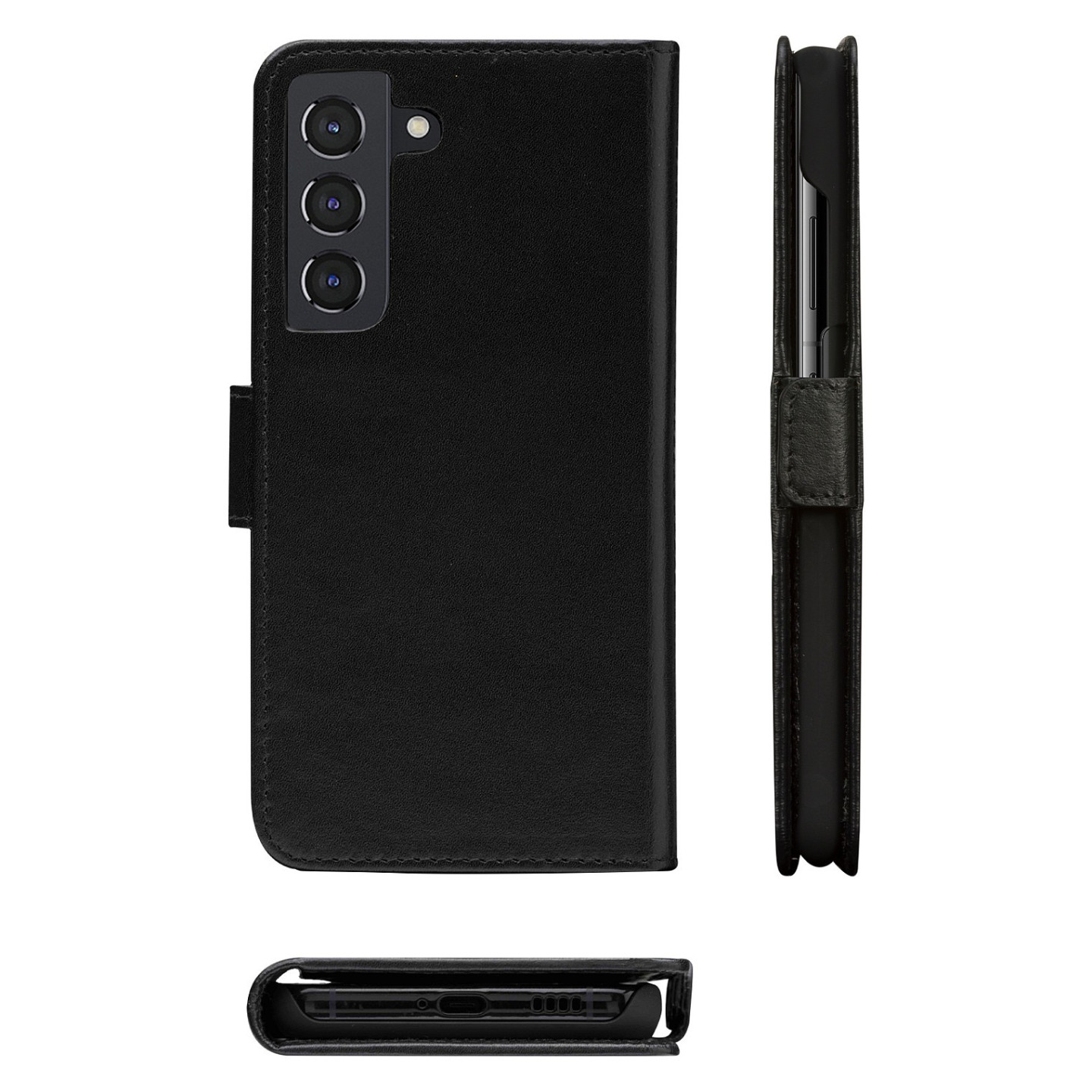 dbramante1928 Lynge - Flip-Hlle fr Mobiltelefon - genarbtes Leder - Schwarz - fr Samsung Galaxy S21+ 5G