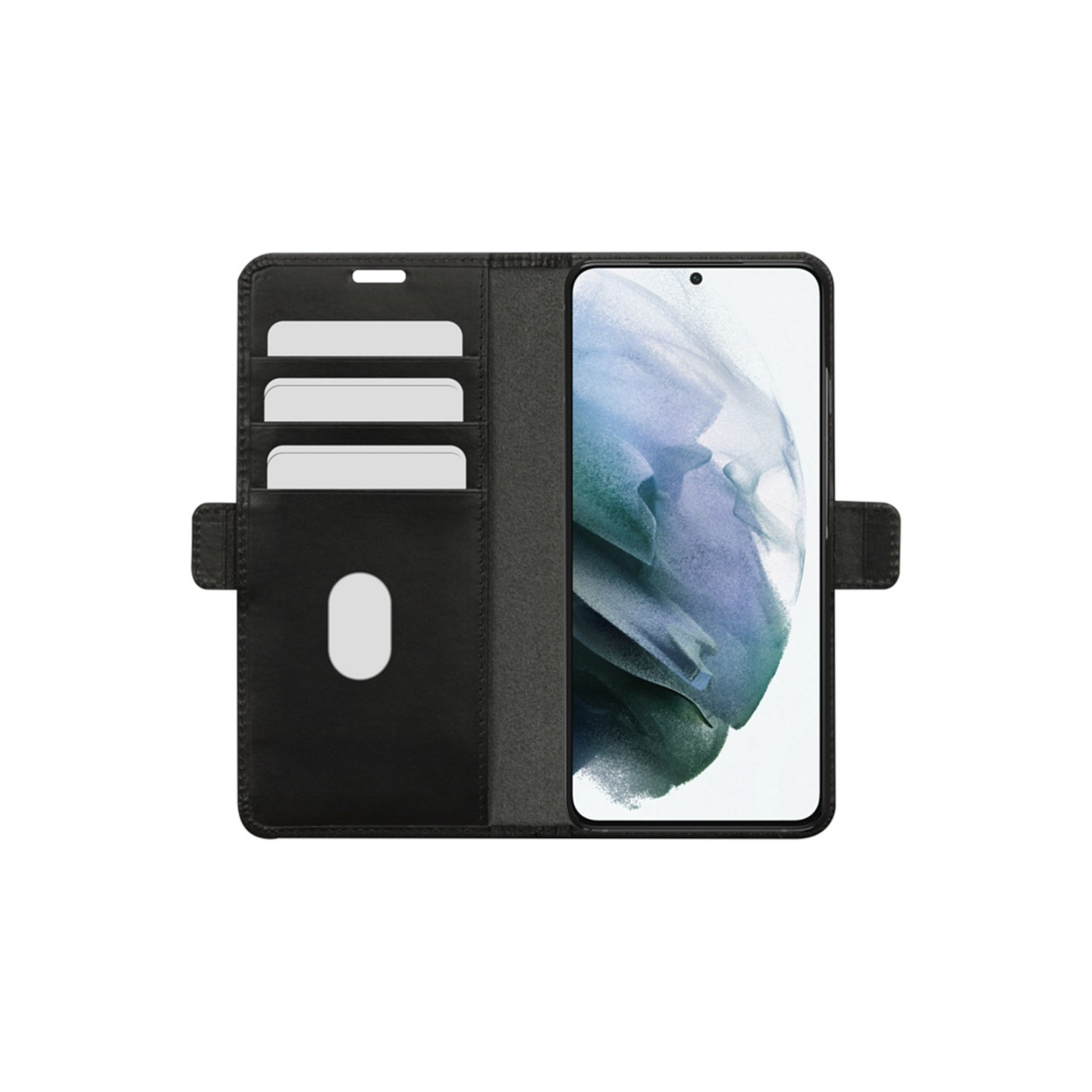 dbramante1928 Lynge - Flip-Hlle fr Mobiltelefon - genarbtes Leder - Schwarz - fr Samsung Galaxy S21+ 5G