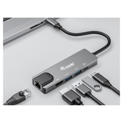 Equip Dock USB-C- to HDMI.2xUSB3.0.GbE.100WPD 25cm si — Buy in Cyprus with Fast Delivery