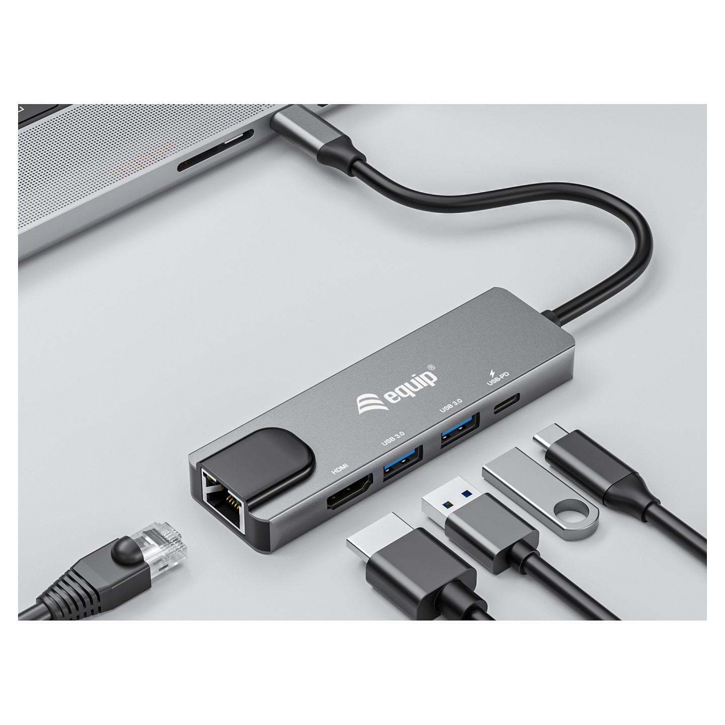 Equip Dock USB-C- to HDMI.2xUSB3.0.GbE.100WPD 25cm si — Buy in Cyprus with Fast Delivery