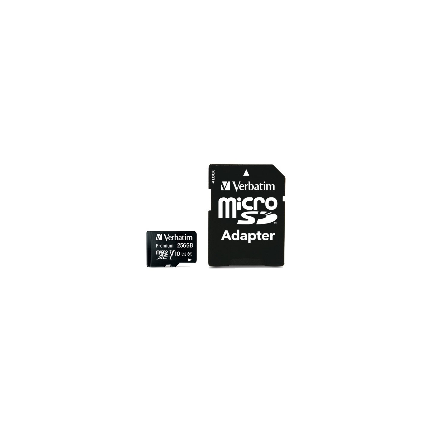 Verbatim Premium microSDXC 256GB - Class 10 UHS-I (U1), 90MB/s Read 10MB/s Write, Black (SD Adapter Included)