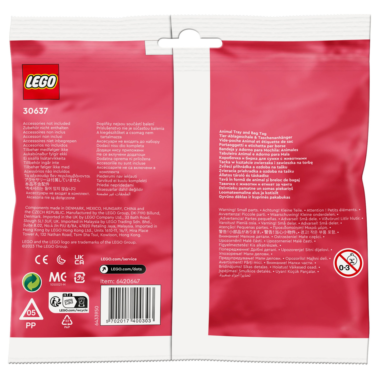 LEGO Dots Polybag-Tier-Ablageschale PolybagTierAblageschale & Taschenanhänger(30637) — Buy in Cyprus with Fast Delivery