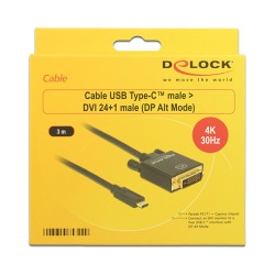 USB C to DVI 24+1 Stecker DP-Alt Mode 4K 30 Hz 3 m schwarz Delock — Buy in Cyprus with Fast Delivery