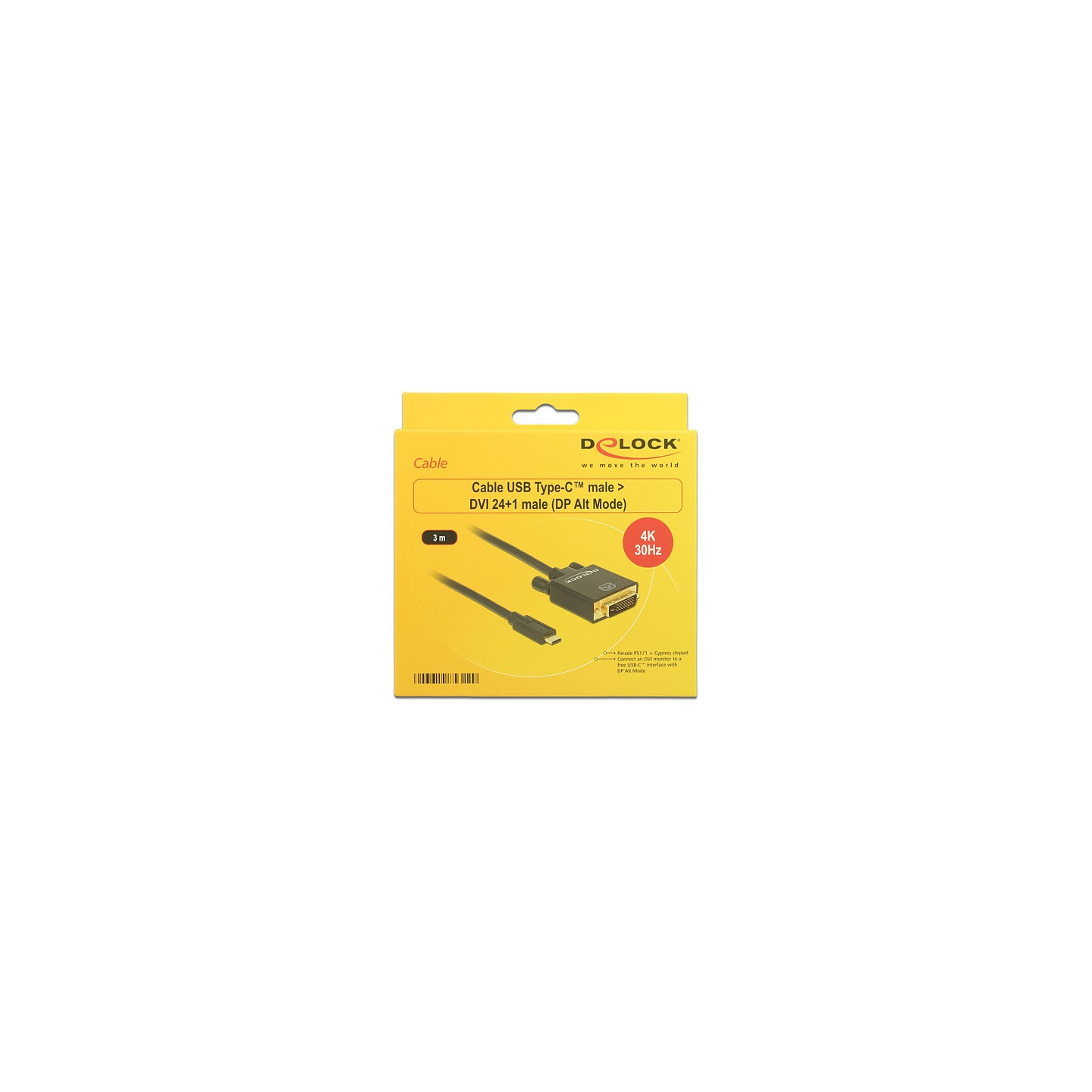 USB C to DVI 24+1 Stecker DP-Alt Mode 4K 30 Hz 3 m schwarz Delock — Buy in Cyprus with Fast Delivery