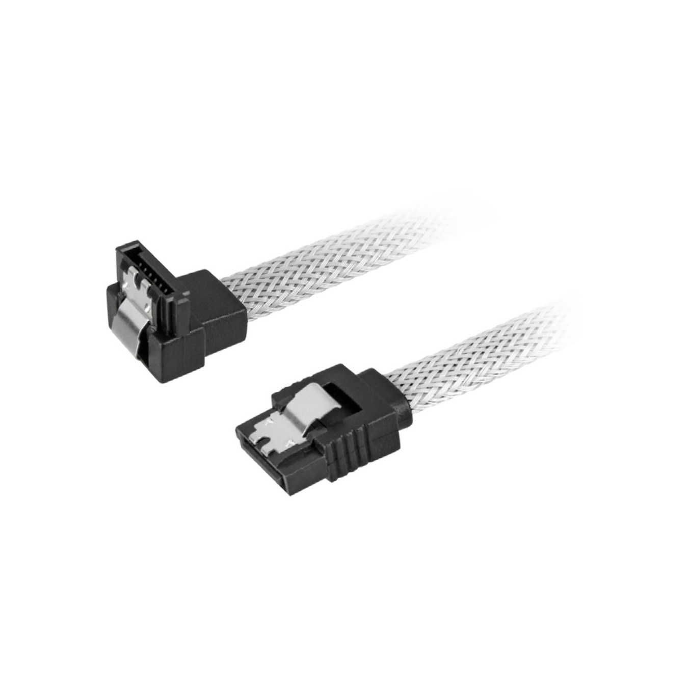 Sharkoon SATA III 90-degree Sleeved Cable - 0.45 m - White - SATA 7-pin Male-to-Male, 6 Gbit/s