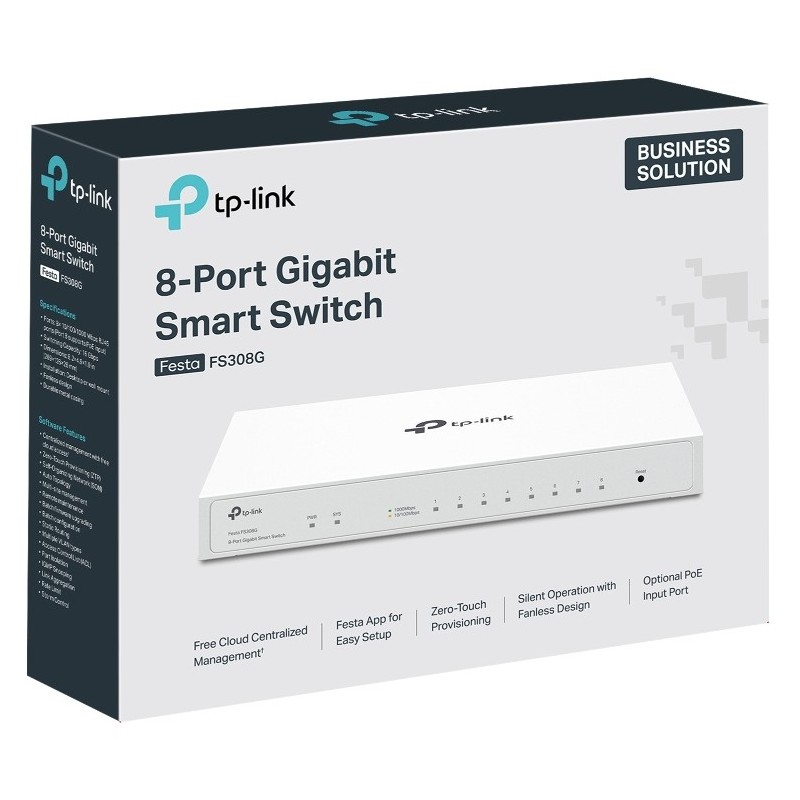 Buy TP-Link Festa FS308G - 8-Port Gigabit L2 Managed Switch, PoE, White in Cyprus, Nicosia, Limassol, Larnaka, Pafos
