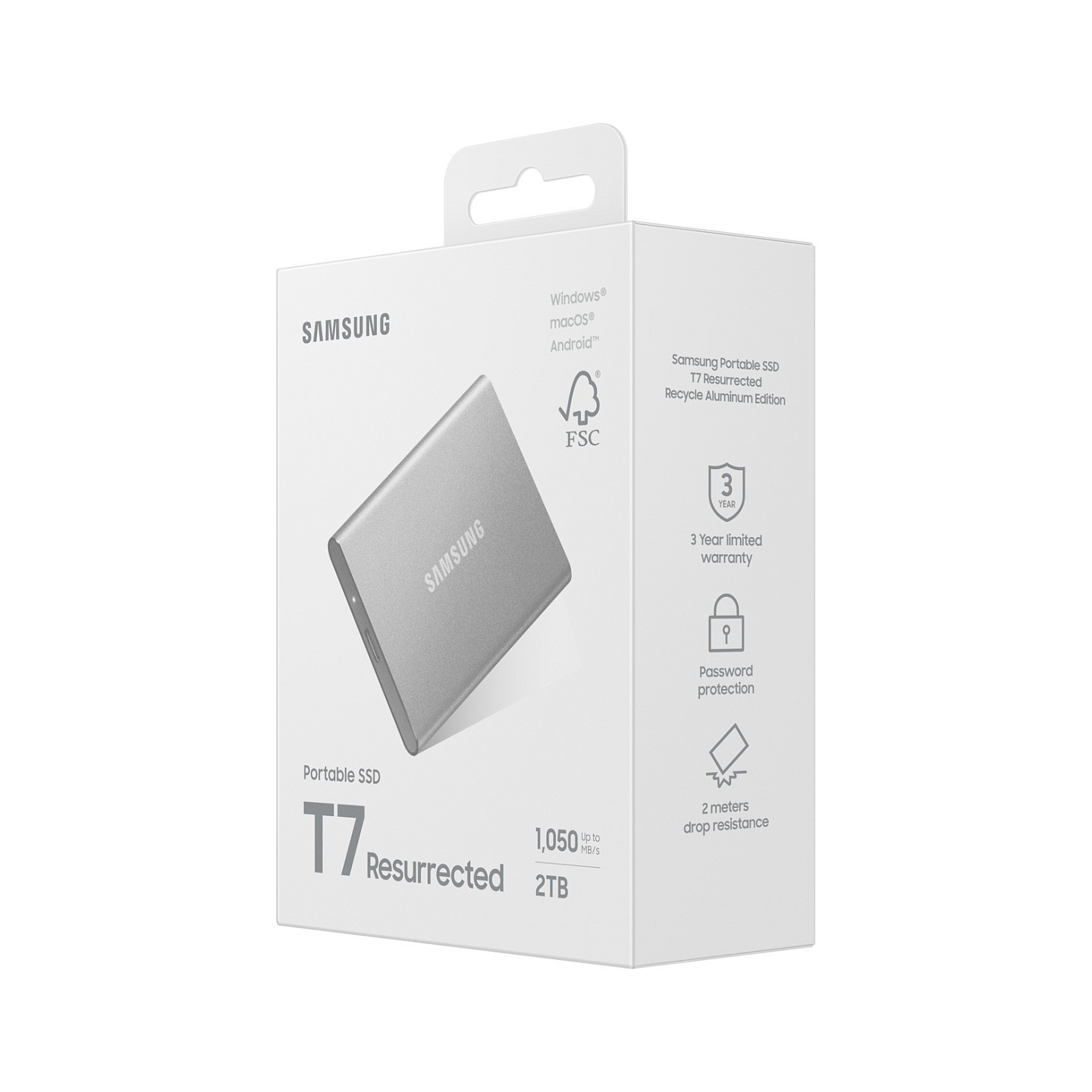 2TB Samsung Portable T7 Resurrected USB-C 3.1 (10Gb ?s) Silber externe Festplatte SSD — Buy in Cyprus with Fast Delivery