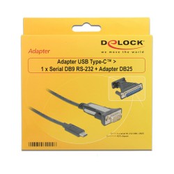 USB C to Adapter Seriell 9 Pin Stecker + 25 Pin Adapter FTDI Delock — Buy in Cyprus with Fast Delivery